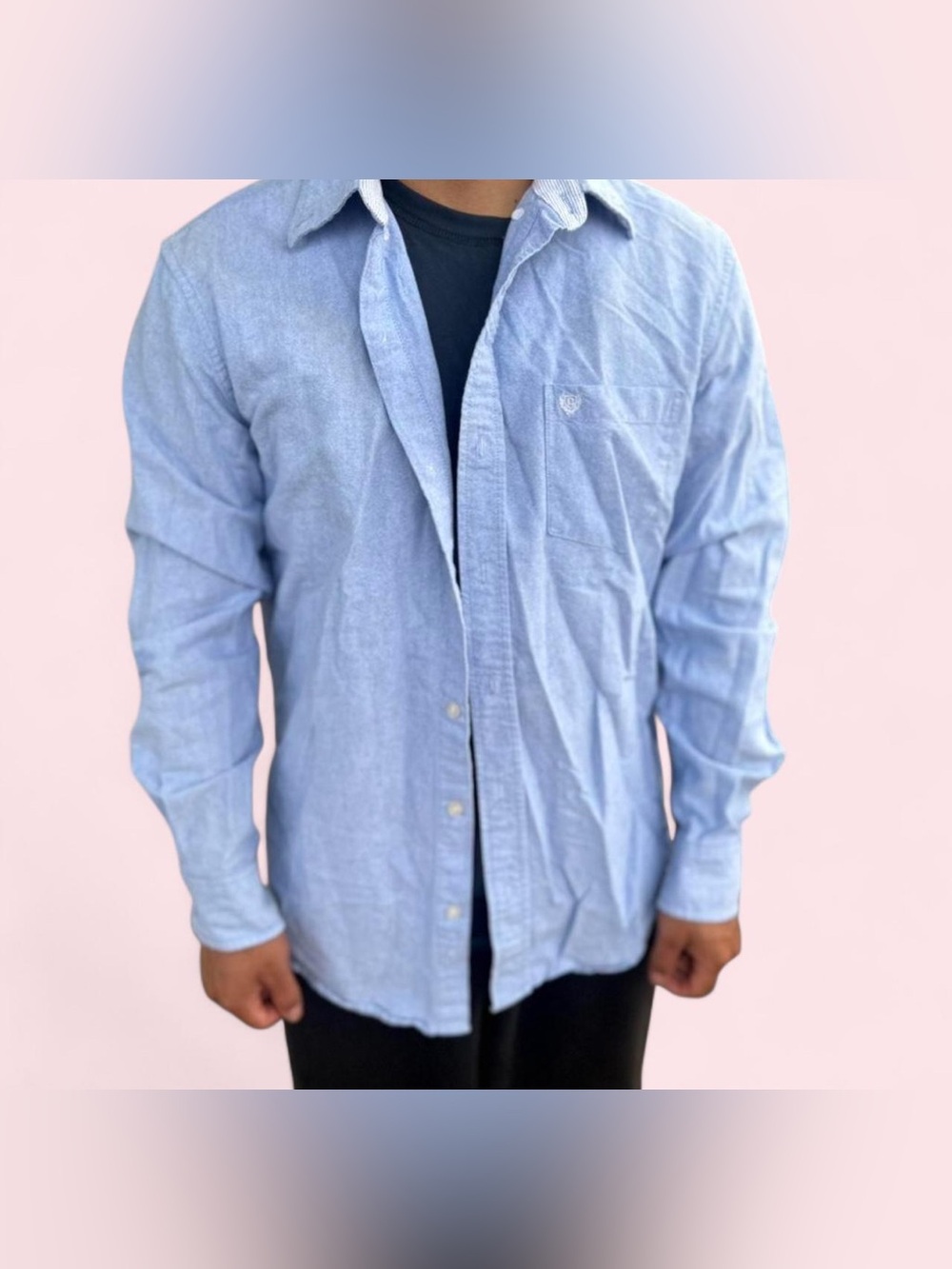 Light Blue Men's Long-Sleeve Button-Down Shirt